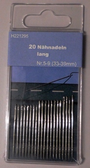 Sewingneedles 16 pcs no 3-9, per pcs.,